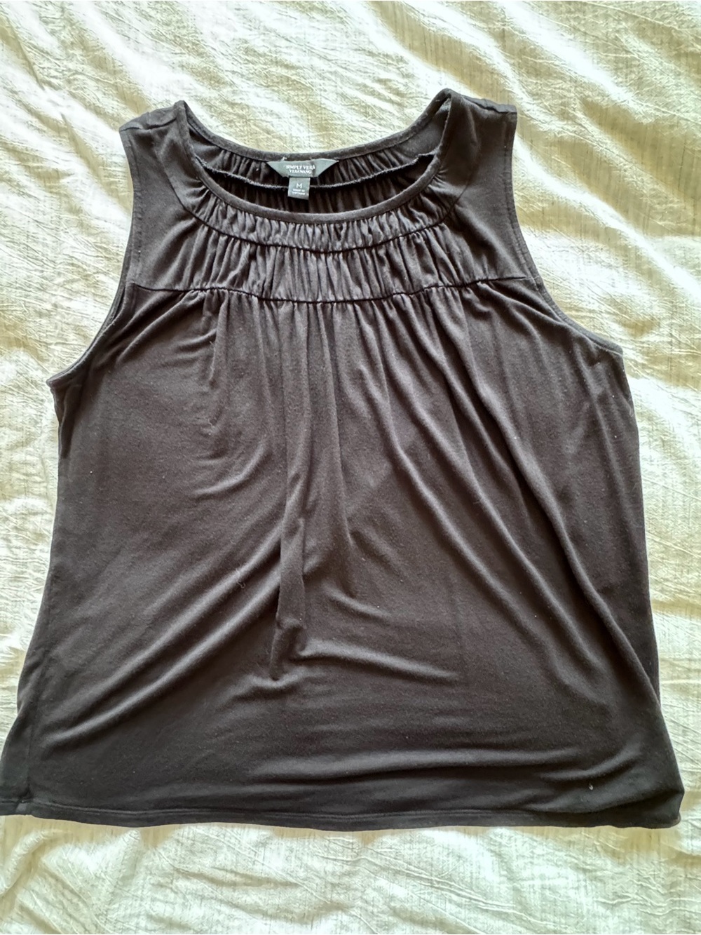 Simply Vera Vera Wang Sleeveless Pleated Yoke Tank Top — Black